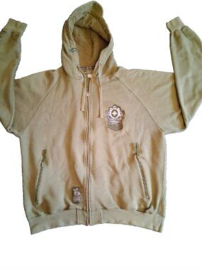 LRG Roots and Equipment Full Zip Hooded Graphic Fleece Pockets Green Size XXXL